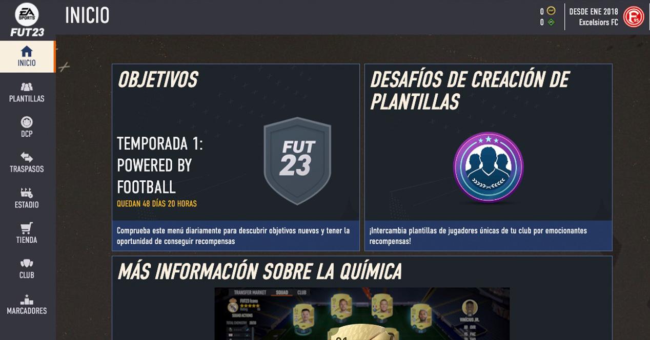 Menu FIFA Web App