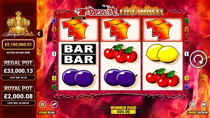 Blueprint Gaming illumine un classique avec 7's Deluxe Fire Wheel Jackpot King.